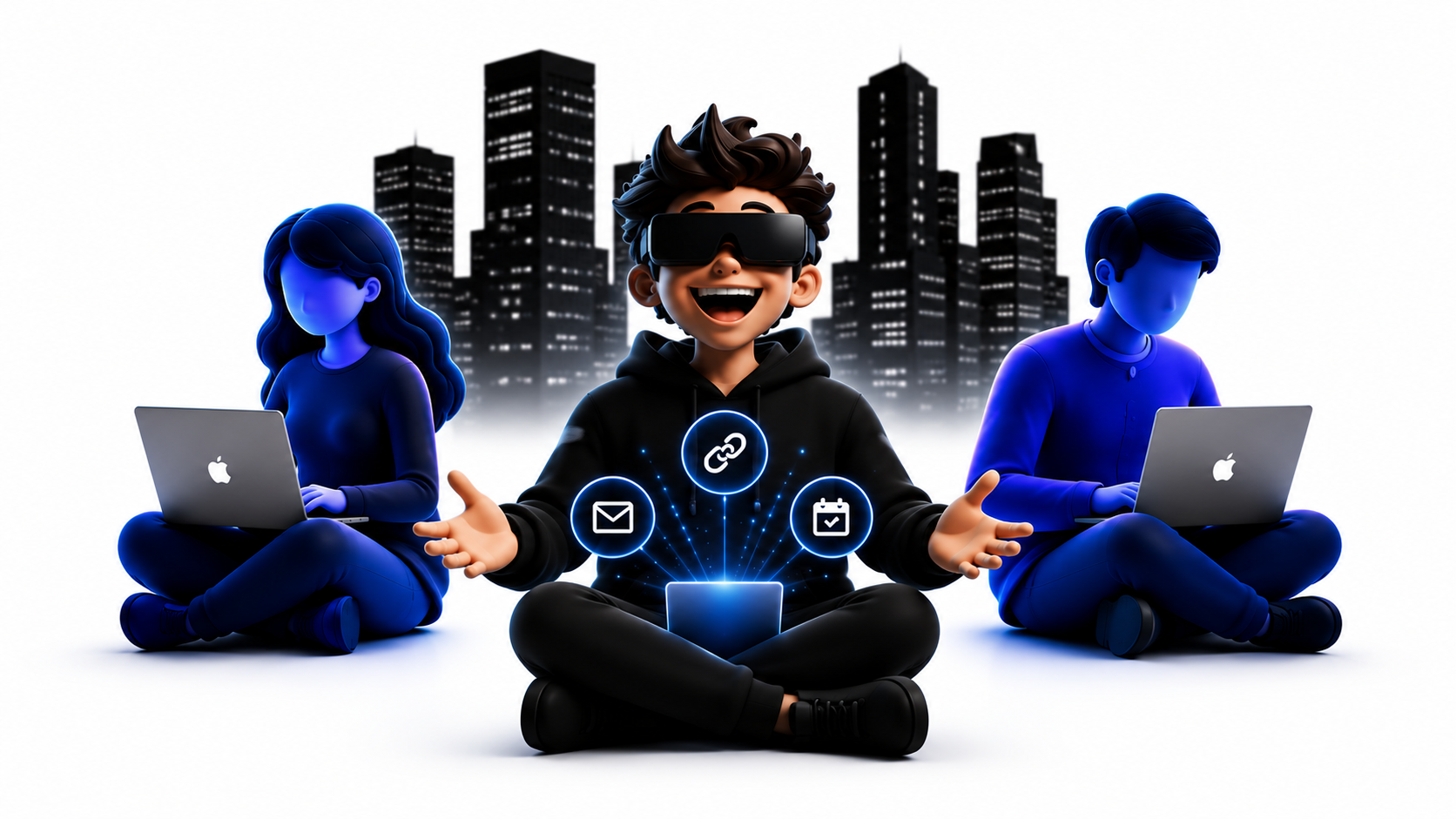 Let's Connect - Three Persons with Laptops