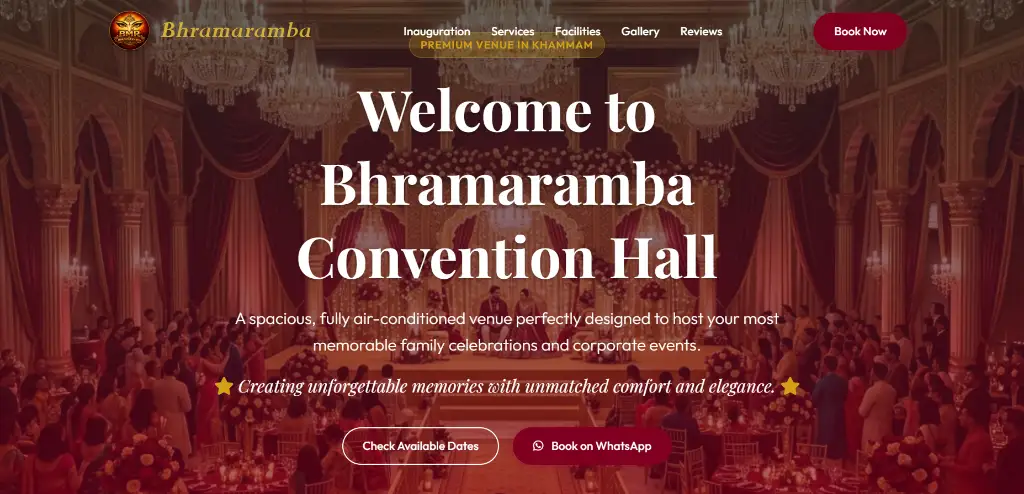 Bhramaramba Convention Hall Event Marketing Website