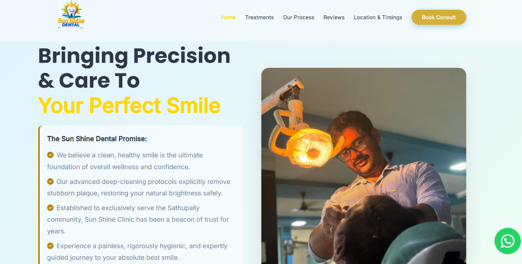 Sun Shine Dental Clinic Website Design and SEO Optimization